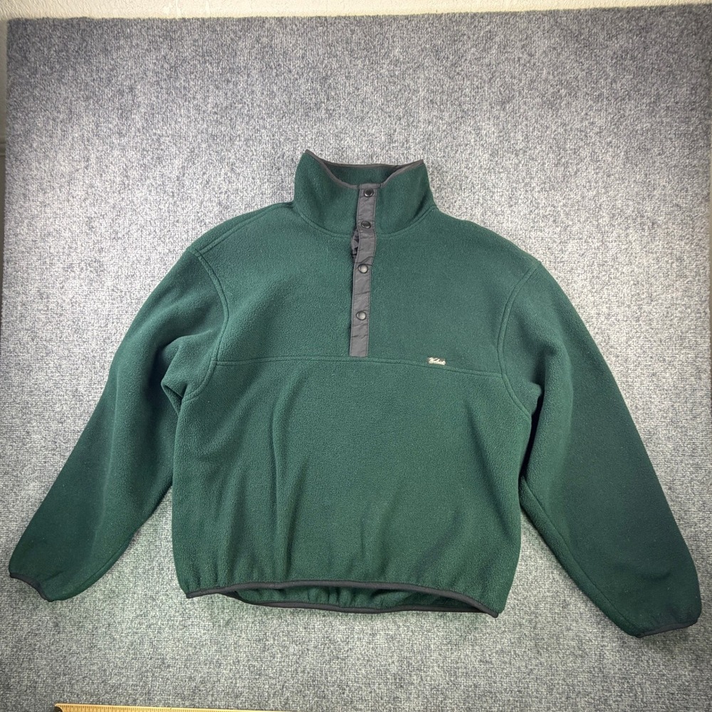 Woolrich Vintage Polartec Fleece Snap Pullover XL Green Outdoor Hiking